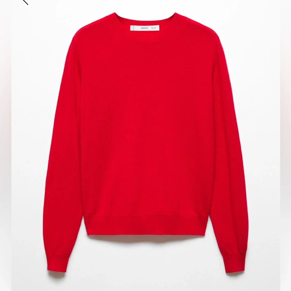 MANGO RED WOOL PERKINS-NECK SWEATER SIZE M - Picture 2 of 11
